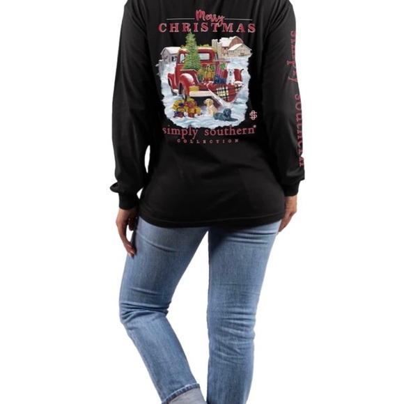Simply Southern Merry Christmas Long Sleeve Shirt Dogs Medium - Picture 2 of 6